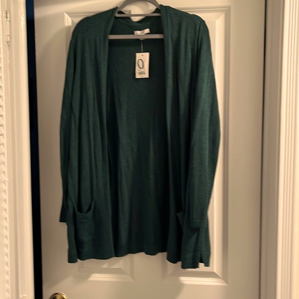 Croft and Barrow cardigan.  Dark green, size 1X, NWT